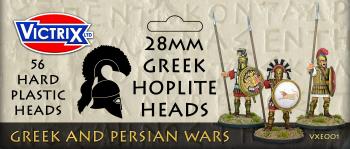 Image of 28mm Greek Hoplite Heads--56 hard plastic heads (two frames of 28 heads each)