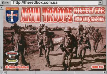 Image of ARVN Troops, Vietnam War (Late War)--43 plastic figures in 13 poses (1:72 scale)--THREE IN STOCK.