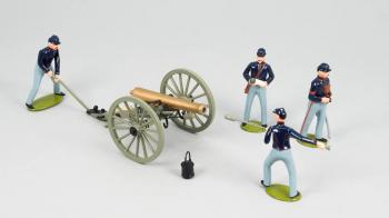 Image of Union Artillery, Civil War 12 pounder gun and four man crew--cannon and four crew figures--RETIRED--LAST ONE!!