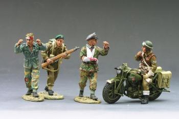 Taking Prisoners--two Brit figures (one on Motorcycle) escort two German figures--RETIRED. - ONE AVAILABLE!  #10205