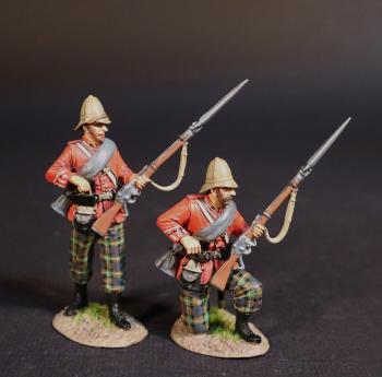 Two British Infantry Highlanders (standing grabbing cartridge, kneeling grabbing cartridge), 91st Regiment (Princess Louise's Argyll Shire Highlanders), Eschowe Relief Column, Battle of Gingindhlovu--two figures Two British Infantry Highlanders (standing grabbing cartridge, kneeling grabbing cartridge), 91st Regiment (Princess Louise's Argyll Shire Highlanders), Eschowe Relief Column, Battle of Gingindhlovu--two figures #49995