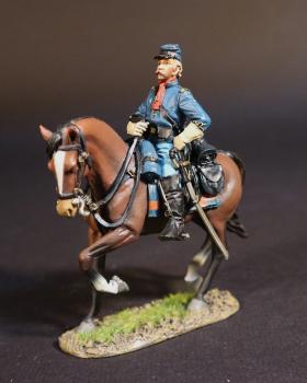 Image of Lieutenant George Armstrong Custer, Union Cavalry Corps, The Army of the Potomac, The Battle of Brandy Station, June 9th, 1863, The American Civil War, 1861-1865--single mounted figure