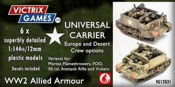 Image of 1:144 scale Universal Carriers--six multi-part 1:144 scale tanks (unpainted plastic kit)