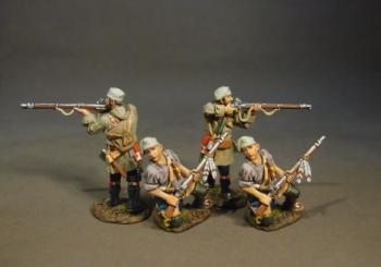 Image of Four French Militia, Trois Rivieres Brigade, Raid on St. Francis, 1759--four figures--RETIRED--LAST ONE!!