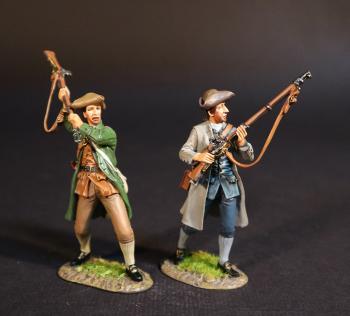 Two Minutemen, The Assault on the Redoubt at Breeds Hill, The Battle of Bunker Hill, June 17th 1775, The American War of Independence, 1775–1783--two figures (swinging musket (green coat), readying to fire (grey coat)) Two Minutemen, The Assault on the Redoubt at Breeds Hill, The Battle of Bunker Hill, June 17th 1775, The American War of Independence, 1775–1783--two figures (swinging musket (green coat), readying to fire (grey coat)) #50142