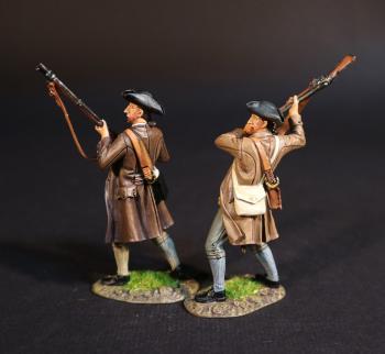Two Minutemen, The Assault on the Redoubt at Breeds Hill, The Battle of Bunker Hill, June 17th 1775, The American War of Independence, 1775–1783--two figures (swinging musket (tan coat), readying to fire (brown coat)) Two Minutemen, The Assault on the Redoubt at Breeds Hill, The Battle of Bunker Hill, June 17th 1775, The American War of Independence, 1775–1783--two figures (swinging musket (tan coat), readying to fire (brown coat)) #50143