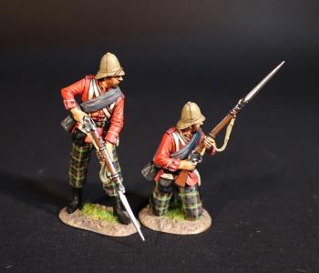 Two British Infantry Highlanders (standing rifle pointed downward, kneeling ready), 91st Regiment (Princess Louise's Argyll Shire Highlanders), Eschowe Relief Column, Battle of Gingindhlovu--two figures Two British Infantry Highlanders (standing rifle pointed downward, kneeling ready), 91st Regiment (Princess Louise's Argyll Shire Highlanders), Eschowe Relief Column, Battle of Gingindhlovu--two figures #50149
