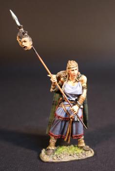 Image of Germanic Warrior Woman, Germanic Warriors, Armies and Enemies of Ancient Rome--single figure with raised spear with hanging heads