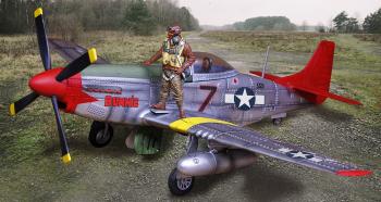 P-51 Red Tail ” Bunny “--single airplane with standing pilot #50177
