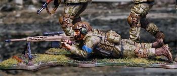 Ukrainian Warrior Sniper--single prone figure aiming sniper rifle #50186