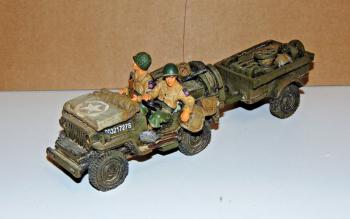 US Jeep and Trailer with two 82nd Airborne Soldiers.  - Retired. #50259