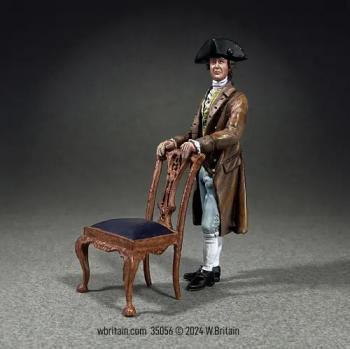 Image of "A Gentleman Listens", Gentleman Standing with Chair, 1770-85--single figure leaning on chair