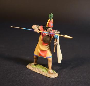 Image of Inca Warrior (red and yellow tunic), The Inca Empire, The Conquest of America--single figure with readied spear and mace