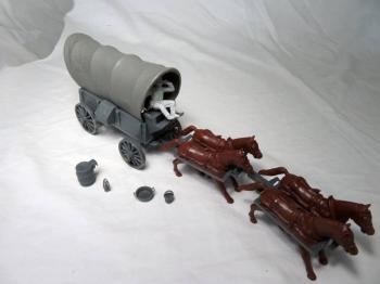 Conestoga Wagon (gray) w/2 different tops (gray), 4 horse hitch and driver (54mm) -- RETIRED -- ONE LEFT!! Conestoga Wagon (gray) w/2 different tops (gray), 4 horse hitch and driver (54mm) -- RETIRED -- ONE LEFT!! #10286