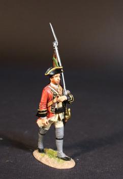 Image of Marching Infantryman (musket held at port by left arm held across chest), 84th (Coote's) Regiment of Foot, The British Army, The Battle of Wandewash, The Third Carnatic War, 22nd January 1760, The Seven Years War, 1756-1763--single figure