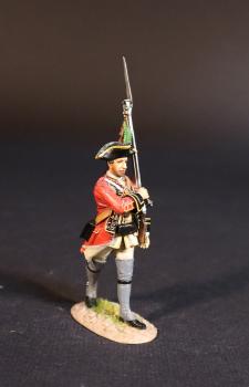 Image of Marching Infantryman (musket held at port by butt (left hand) & across chest with right), 84th (Coote's) Regiment of Foot, The British Army, The Battle of Wandewash, The Third Carnatic War, 22nd January 1760, The Seven Years War, 1756-1763--single figure