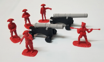 Image of French & Indian War “British FORTRESS ARTILLERY” - 2 guns (grey/black) w/ 5 crew (red)