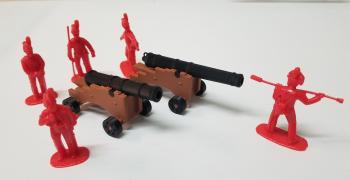 Image of War of 1812 “BRITISH FORTRESS ARTILLERY” - 2 guns (brown/black) w/ 5 crew (red)