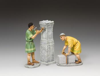 The Stone Mason Set--two Roman Empire-era figures and plinth #50356
