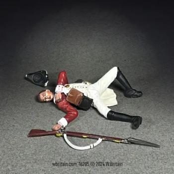 Image of British 43rd Regiment of Foot Casualty, 1780--single prone figure with hat and musket