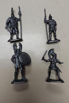Russian-made Greek/Macedonian Hoplites (SILVER) INCOMPLETE--four figures in four poses--RETIRED--LAST ONE!! #50414