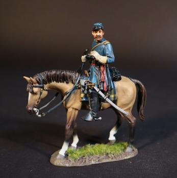 Image of Officer with Binoculars, Union Cavalry Corps, The Army of the Potomac, The Battle of Brandy Station, June 9th, 1863, The American Civil War, 1861-1865--single mounted figure