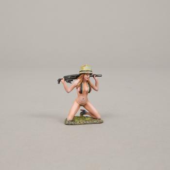 Sally Kneeling with 30 Cal (Blonde Hair)--single kneeling female figure with 30 Cal MG across shoulders--RETIRED--LAST TWO!! #50597