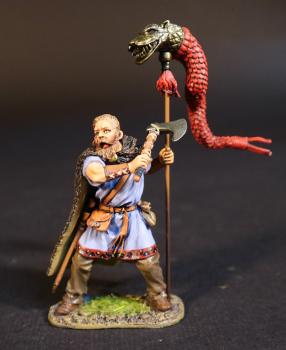 Image of Germanic Standard Bearer, Germanic Warriors, Armies and Enemies of Ancient Rome--single figure with dragon flag swinging axe