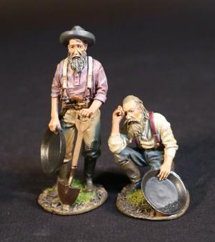 “Striking Out!”, The Gold Rush--two miner figures (standing with spade and pan; kneeling with pan, head leaning on hand #50637