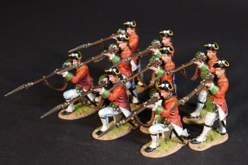 Image of Nine Infantrymen (six standing firing, three kneeling firing), Lally's (Irish) Regiment, The French Army, The Battle of Wandewash, The Third Carnatic War, 22nd January 1760, The Seven Years War, 1756-1763--nine figures