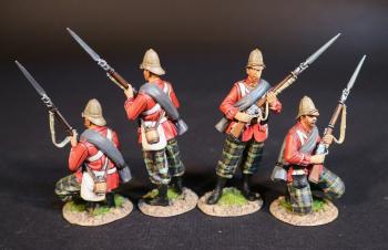 Image of Four Highlanders At the Ready (2 standing, 2 kneeling), 91st Regiment (Princess Louise's Argyll Shire Highlanders), Eschowe Relief Column, Battle of Gingindhlovu--four figures