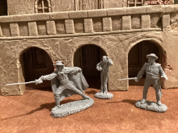 Image of Zorro Character Figures -- three figures in gray resin -- ELEVEN IN STOCK!