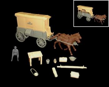U.S. Cavalry Square Top Wagon -- body (brown) w/2 different (cream) tops and driver (54mm) -- RETIRED -- TWO LEFT!! U.S. Cavalry Square Top Wagon -- body (brown) w/2 different (cream) tops and driver (54mm) -- RETIRED -- TWO LEFT!! #10409