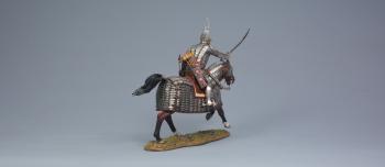 Ottoman Heavy Cavalry Charging Forward (silver armor), Ottoman Empire--single mounted figure with sword and round shield #50797