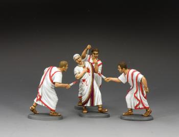 The Death of Caesar--single Julius Caesar figure and three Roman senator figures (Marcus Brutus, Gaius Cassius, & Decimus Albinus) #50892