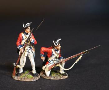 Two Infantrymen (standing ramming, kneeling reaching for ammo), 7th Regiment of Foot (Royal Fusiliers), The British Army, The Battle of Cowpens, January 17, 1781, The American War of Independence, 1775–1783--two figures Two Infantrymen (standing ramming, kneeling reaching for ammo), 7th Regiment of Foot (Royal Fusiliers), The British Army, The Battle of Cowpens, January 17, 1781, The American War of Independence, 1775–1783--two figures #50960