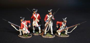 Image of Four Infantrymen (2 standing ramming, 2 kneeling reaching for ammo), 7th Regiment of Foot (Royal Fusiliers), The British Army, The Battle of Cowpens, January 17, 1781, The American War of Independence, 1775–1783--four figures--ACCEPTING PRE-ORDERS ONLY. Image of Four Infantrymen (2 standing ramming, 2 kneeling reaching for ammo), 7th Regiment of Foot (Royal Fusiliers), The British Army, The Battle of Cowpens, January 17, 1781, The American War of Independence, 1775–1783--four figures--ACCEPTING PRE-ORDERS ONLY.