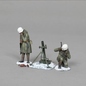 Image of Battle of the Bulge Mortar Team (white helmets)--two figures, mortar, and three rounds Image of Battle of the Bulge Mortar Team (white helmets)--two figures, mortar, and three rounds