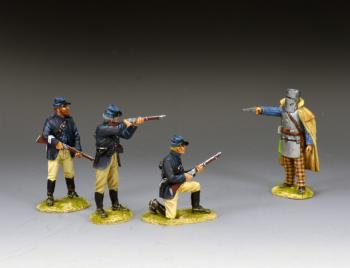 “The Capture of Ned Kelly”--four figures (three Victoria's police trooper figures and Ned Kelly figure) #51017