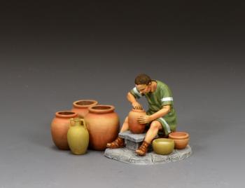 “The Pottery Maker Set"--single seated Roman Empire-era potter figure and assorted pots #51020