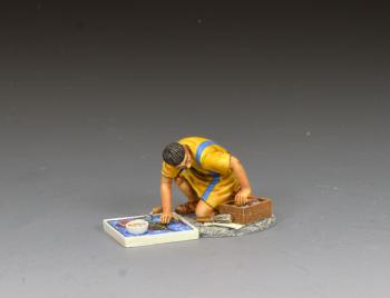 “The Roman Mosaic Artist" --single kneeling Roman Empire-era artisan figure and mosaic #51021