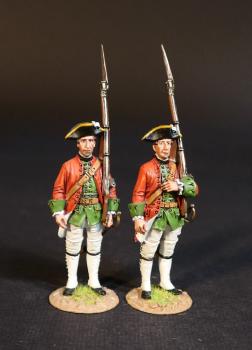 Two Infantrymen (musket held by left hand; musket held under left elbow, left hand across chest), Lally's (Irish) Regiment, The French Army, The Battle of Wandewash, The Third Carnatic War, 22nd January 1760, The Seven Years War, 1756-1763--two figures Two Infantrymen (musket held by left hand; musket held under left elbow, left hand across chest), Lally's (Irish) Regiment, The French Army, The Battle of Wandewash, The Third Carnatic War, 22nd January 1760, The Seven Years War, 1756-1763--two figures #51084