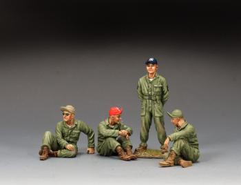 The Grease Monkey Set #2--single standing and three standing U.S. aircraft ground crew figures #51158