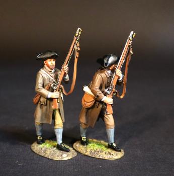 Two Minutemen (looking left (brown coat), looking forward (tan coat)), The American Army, The Assault on the Redoubt at Breeds Hill, The Battle of Bunker Hill, June 17th 1775, AWI, 1775–1783--two figures advancing rifles pointing vertical Two Minutemen (looking left (brown coat), looking forward (tan coat)), The American Army, The Assault on the Redoubt at Breeds Hill, The Battle of Bunker Hill, June 17th 1775, AWI, 1775–1783--two figures advancing rifles pointing vertical #51193
