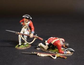 Two Casualties (falling shot, crawling shot), 7th Regiment of Foot (Royal Fusiliers), The British Army, The Battle of Cowpens, January 17, 1781, The American War of Independence, 1775–1783--two figures & gun Two Casualties (falling shot, crawling shot), 7th Regiment of Foot (Royal Fusiliers), The British Army, The Battle of Cowpens, January 17, 1781, The American War of Independence, 1775–1783--two figures & gun #51205