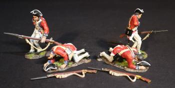 Image of Four Casualties (2 falling shot, 2 crawling shot), 7th Regiment of Foot (Royal Fusiliers), The British Army, The Battle of Cowpens, January 17, 1781, The American War of Independence, 1775–1783--four figures & 2 guns--PRE-ORDERS. Image of Four Casualties (2 falling shot, 2 crawling shot), 7th Regiment of Foot (Royal Fusiliers), The British Army, The Battle of Cowpens, January 17, 1781, The American War of Independence, 1775–1783--four figures & 2 guns--PRE-ORDERS.