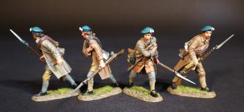 Image of Four Lowland Infantrymen Retreating, (2 gun in left); 2 gun in right), The Jacobite Army, The Battle of Culloden, 16th April 1745, The Jacobite Rebellion, 1745--four figures Image of Four Lowland Infantrymen Retreating, (2 gun in left); 2 gun in right), The Jacobite Army, The Battle of Culloden, 16th April 1745, The Jacobite Rebellion, 1745--four figures