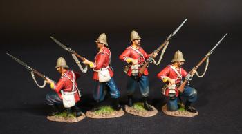 Image of Four Infantrymen in Pith Helmets (2 standing reaching for cartridge; 2 kneeling reaching for cartridge), The 57th (West Middlesex) Regiment, The Eshowe Relief Column, The Battle of Gingindhlovu, 2nd April 1879, The Anglo Zulu War--four figures Image of Four Infantrymen in Pith Helmets (2 standing reaching for cartridge; 2 kneeling reaching for cartridge), The 57th (West Middlesex) Regiment, The Eshowe Relief Column, The Battle of Gingindhlovu, 2nd April 1879, The Anglo Zulu War--four figures