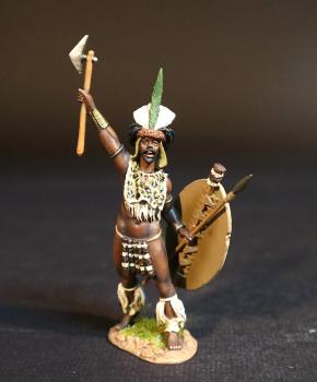 Image of Induna, The uThulwana Regiment, The Zulu Impi, Battle of Gingindhlovu, 2nd April 1879--single Zulu warrior figure Image of Induna, The uThulwana Regiment, The Zulu Impi, Battle of Gingindhlovu, 2nd April 1879--single Zulu warrior figure