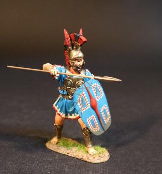 Samnite Warrior (blue tunic), The Samnites, Armies and Enemies of Ancient Rome--single figure with spear pointed forward at shoulder height and shield #51260